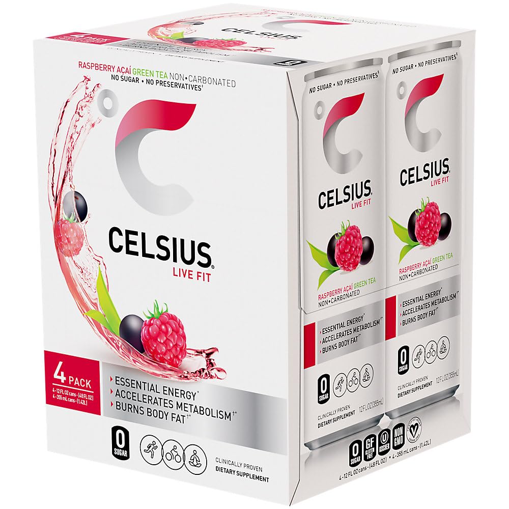 CELSIUS ARCTIC VIBE Sparkling Frozen Berry, Sugar Free Energy Drink, 12 Fl Oz (Pack of 12)
