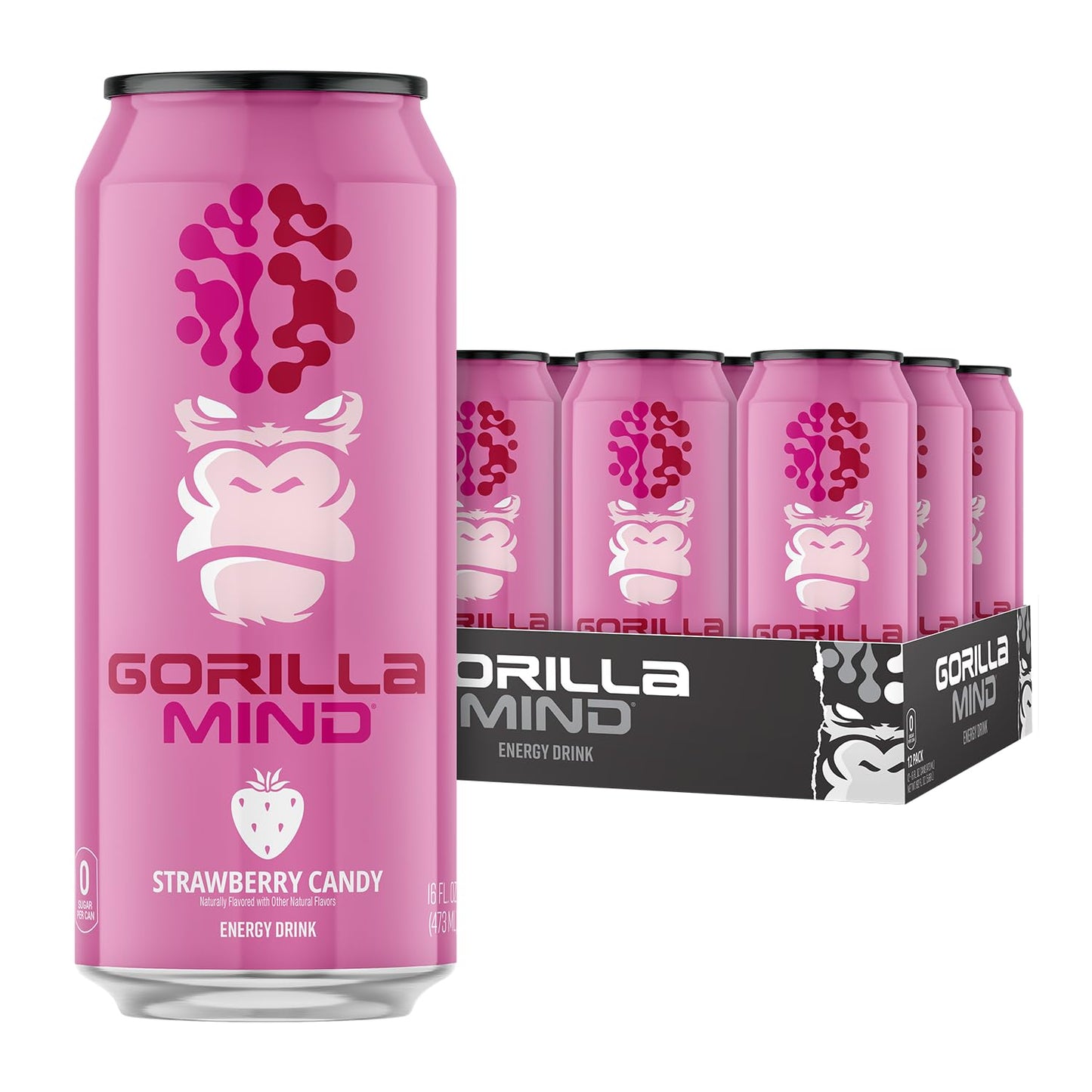 Gorilla Mind Energy Drink | Unmatched Energy · Amplified Focus | N-Acetyl-L-Tyrosine, Alpha-GPC, 200mg Caffeine, Uridine, Saffron | 0 Sugar Or Artificial Colors | 16oz | 12-Pack (Variety Pack #2)