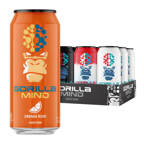 Gorilla Mind Energy Drink | Unmatched Energy · Amplified Focus | N-Acetyl-L-Tyrosine, Alpha-GPC, 200mg Caffeine, Uridine, Saffron | 0 Sugar Or Artificial Colors | 16oz | 12-Pack (Variety Pack #2)