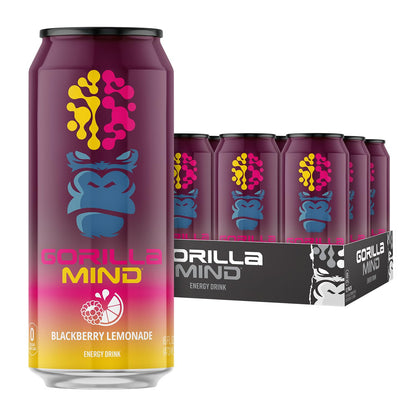 Gorilla Mind Energy Drink | Unmatched Energy · Amplified Focus | N-Acetyl-L-Tyrosine, Alpha-GPC, 200mg Caffeine, Uridine, Saffron | 0 Sugar Or Artificial Colors | 16oz | 12-Pack (Variety Pack #2)