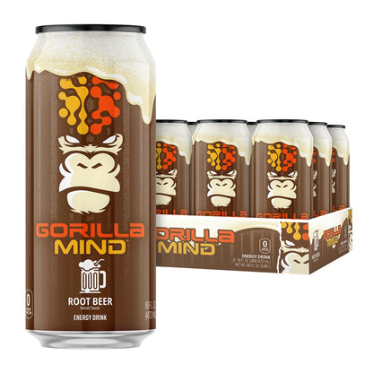 Gorilla Mind Energy Drink | Unmatched Energy · Amplified Focus | N-Acetyl-L-Tyrosine, Alpha-GPC, 200mg Caffeine, Uridine, Saffron | 0 Sugar Or Artificial Colors | 16oz | 12-Pack (Variety Pack #2)