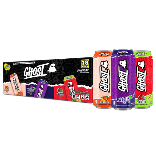GHOST Energy Drink - 12-Pack, Swedish Fish, 16oz Cans - Energy & Focus & No Artificial Colors - 200mg of Natural Caffeine, L-Carnitine & Taurine - Gluten-Free & Vegan