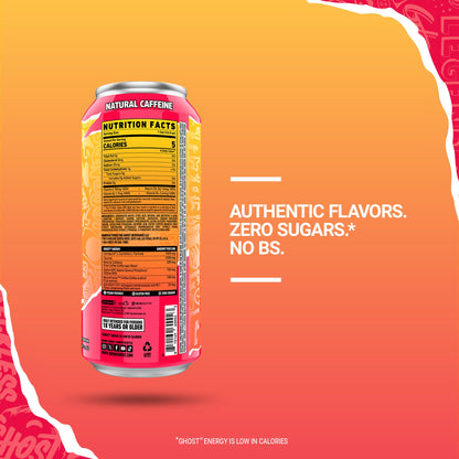 GHOST Energy Drink - 12-Pack, Swedish Fish, 16oz Cans - Energy & Focus & No Artificial Colors - 200mg of Natural Caffeine, L-Carnitine & Taurine - Gluten-Free & Vegan