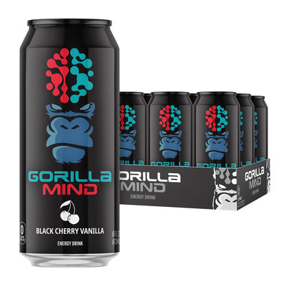 Gorilla Mind Energy Drink | Unmatched Energy · Amplified Focus | N-Acetyl-L-Tyrosine, Alpha-GPC, 200mg Caffeine, Uridine, Saffron | 0 Sugar Or Artificial Colors | 16oz | 12-Pack (Variety Pack #2)