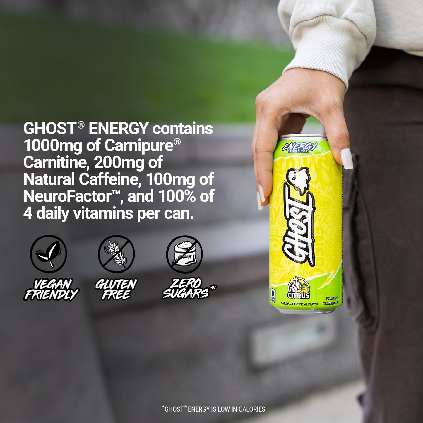 GHOST Energy Drink - 12-Pack, Swedish Fish, 16oz Cans - Energy & Focus & No Artificial Colors - 200mg of Natural Caffeine, L-Carnitine & Taurine - Gluten-Free & Vegan