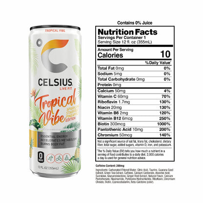 CELSIUS ARCTIC VIBE Sparkling Frozen Berry, Sugar Free Energy Drink, 12 Fl Oz (Pack of 12)