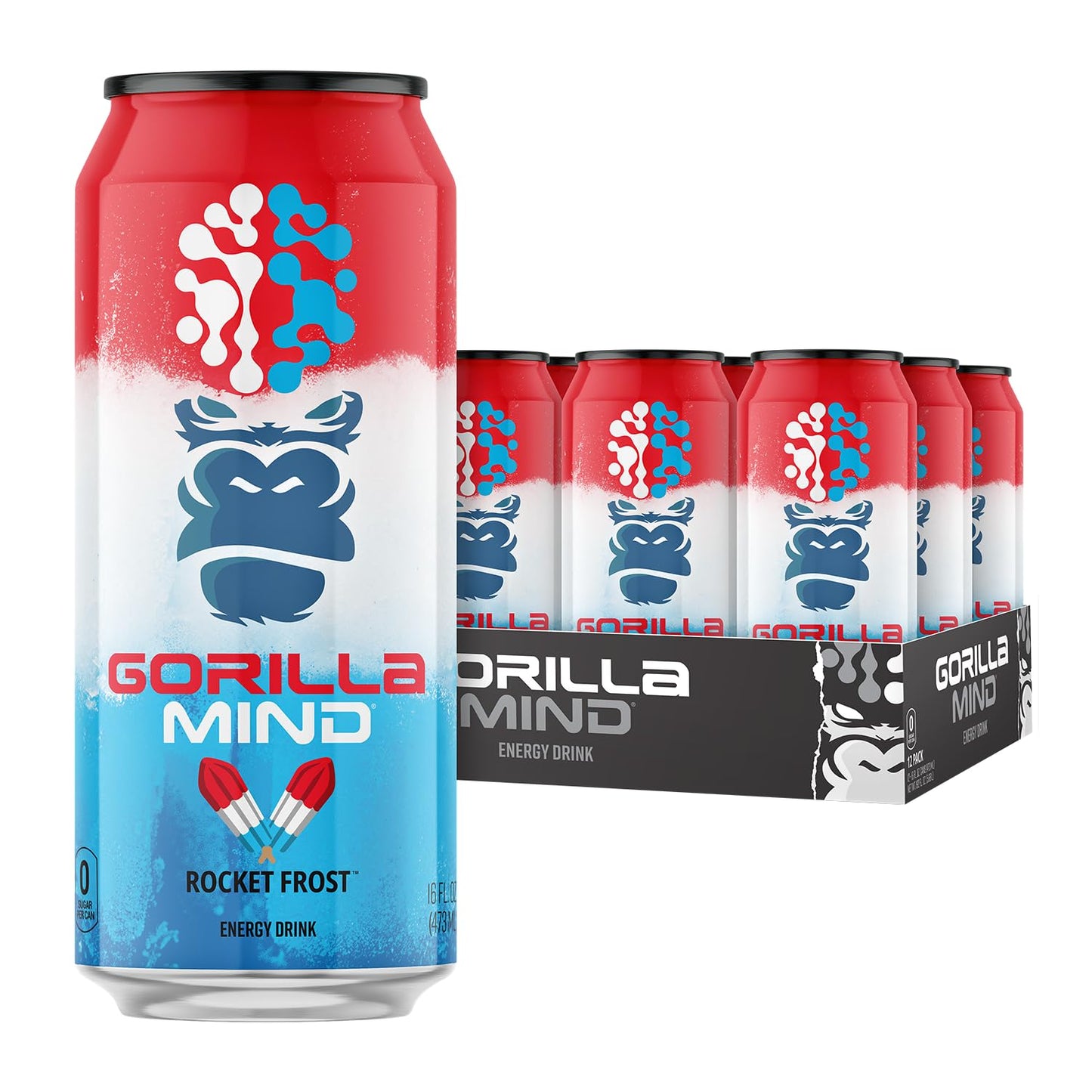 Gorilla Mind Energy Drink | Unmatched Energy · Amplified Focus | N-Acetyl-L-Tyrosine, Alpha-GPC, 200mg Caffeine, Uridine, Saffron | 0 Sugar Or Artificial Colors | 16oz | 12-Pack (Variety Pack #2)