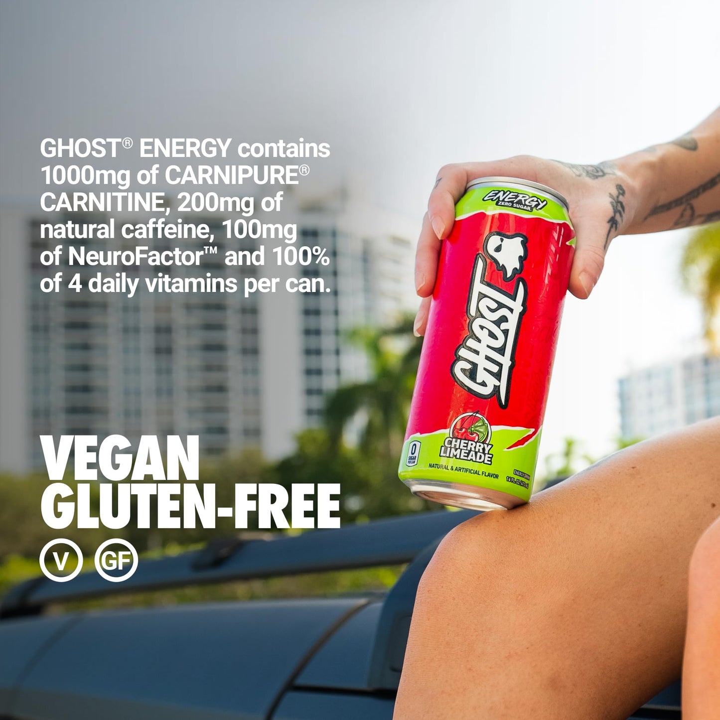 GHOST Energy Drink - 12-Pack, Swedish Fish, 16oz Cans - Energy & Focus & No Artificial Colors - 200mg of Natural Caffeine, L-Carnitine & Taurine - Gluten-Free & Vegan
