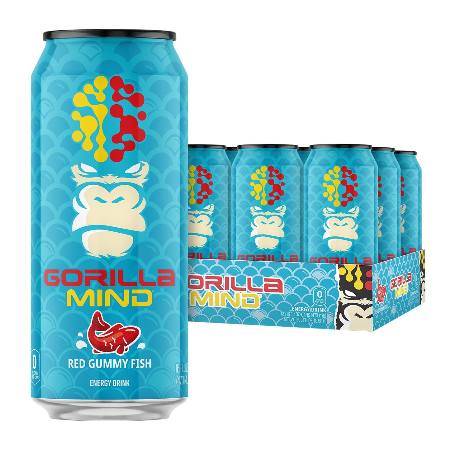 Gorilla Mind Energy Drink | Unmatched Energy · Amplified Focus | N-Acetyl-L-Tyrosine, Alpha-GPC, 200mg Caffeine, Uridine, Saffron | 0 Sugar Or Artificial Colors | 16oz | 12-Pack (Variety Pack #2)