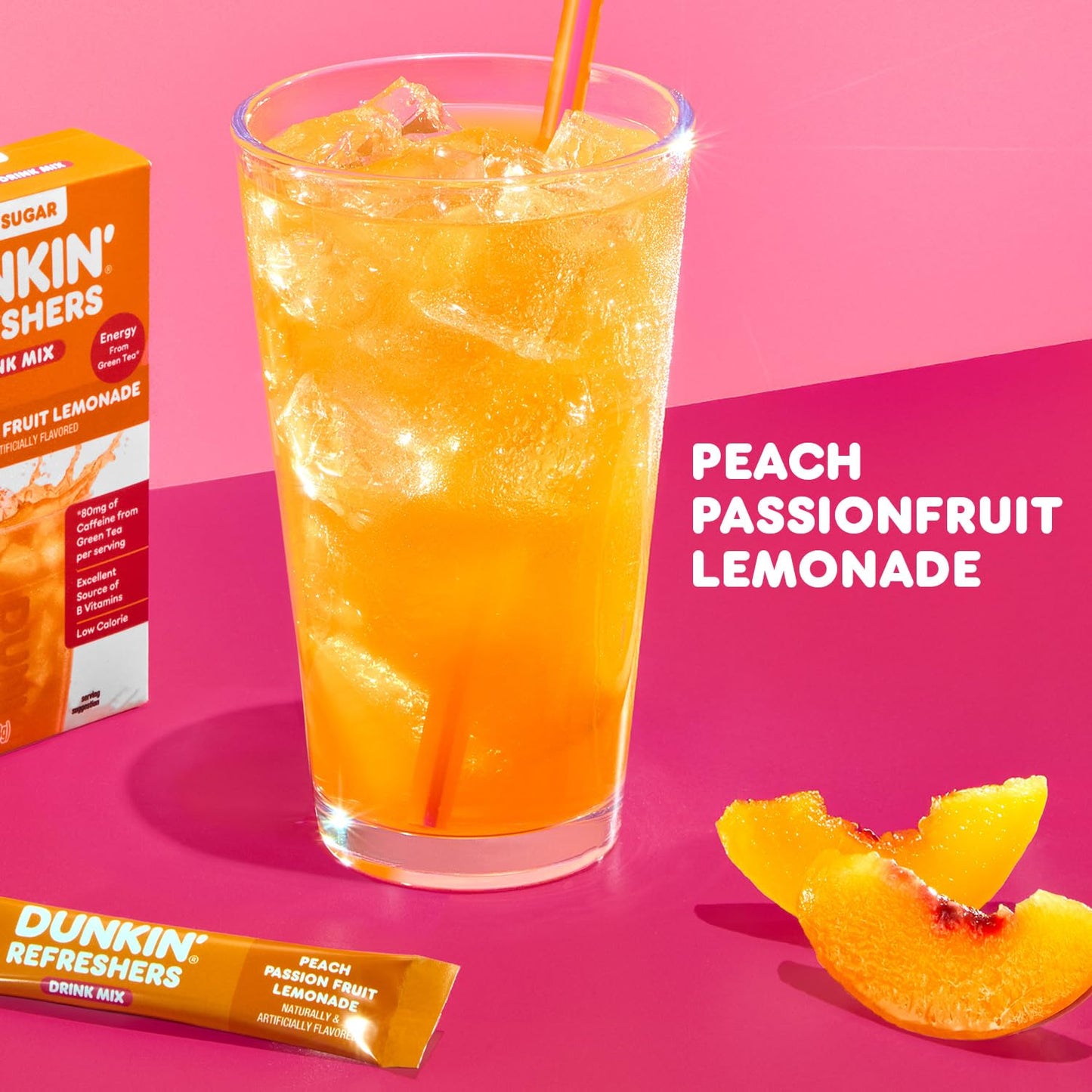 Dunkin’ Refreshers Singles To Go! Zero Sugar Powdered Drink Mix, 40 Ct Variety Pack, Energy from Green Tea, Aspartame-Free, No Synthetic Colors, 40 Single-Serve Packets, Just Add Water