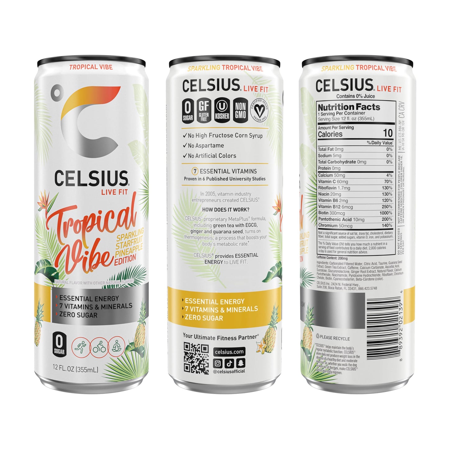CELSIUS ARCTIC VIBE Sparkling Frozen Berry, Sugar Free Energy Drink, 12 Fl Oz (Pack of 12)