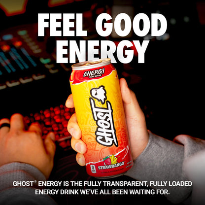 GHOST Energy Drink - 12-Pack, Swedish Fish, 16oz Cans - Energy & Focus & No Artificial Colors - 200mg of Natural Caffeine, L-Carnitine & Taurine - Gluten-Free & Vegan