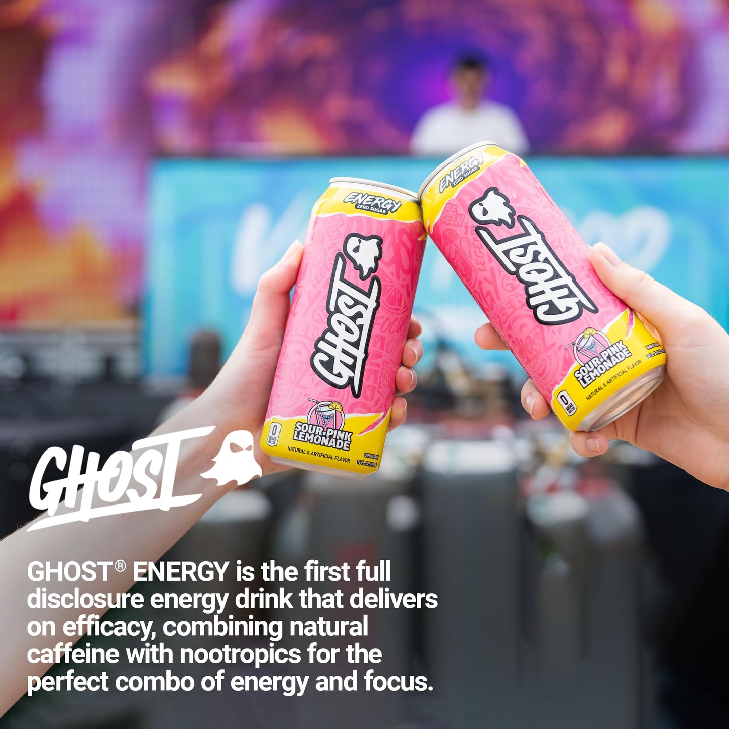 GHOST Energy Drink - 12-Pack, Swedish Fish, 16oz Cans - Energy & Focus & No Artificial Colors - 200mg of Natural Caffeine, L-Carnitine & Taurine - Gluten-Free & Vegan