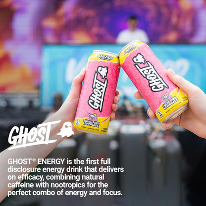 GHOST Energy Drink - 12-Pack, Swedish Fish, 16oz Cans - Energy & Focus & No Artificial Colors - 200mg of Natural Caffeine, L-Carnitine & Taurine - Gluten-Free & Vegan