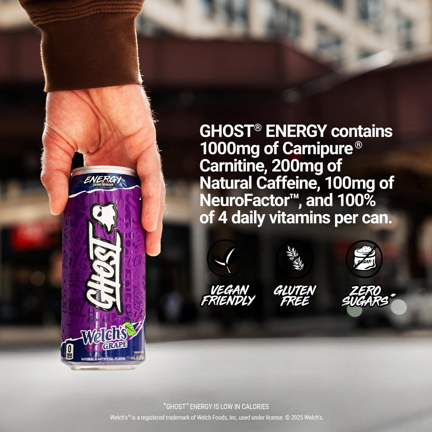 GHOST Energy Drink - 12-Pack, Swedish Fish, 16oz Cans - Energy & Focus & No Artificial Colors - 200mg of Natural Caffeine, L-Carnitine & Taurine - Gluten-Free & Vegan
