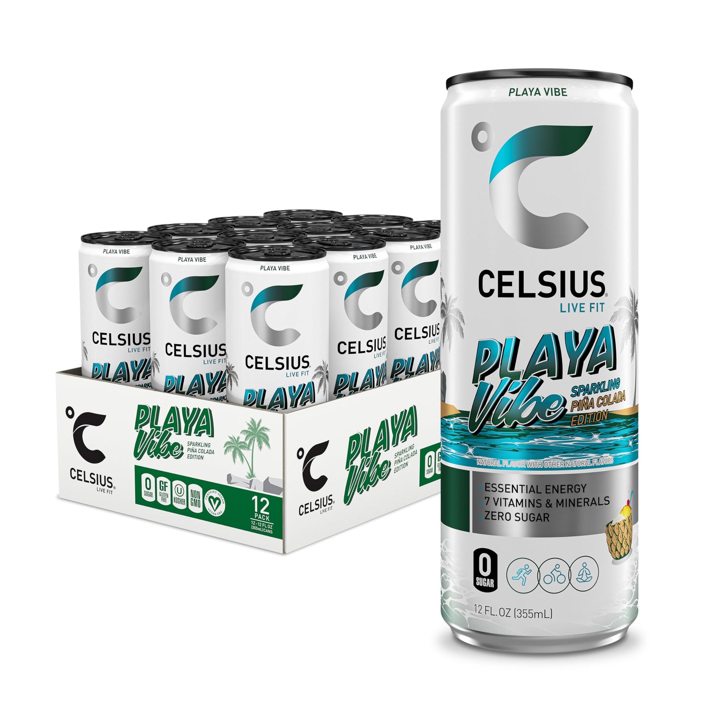 CELSIUS ARCTIC VIBE Sparkling Frozen Berry, Sugar Free Energy Drink, 12 Fl Oz (Pack of 12)