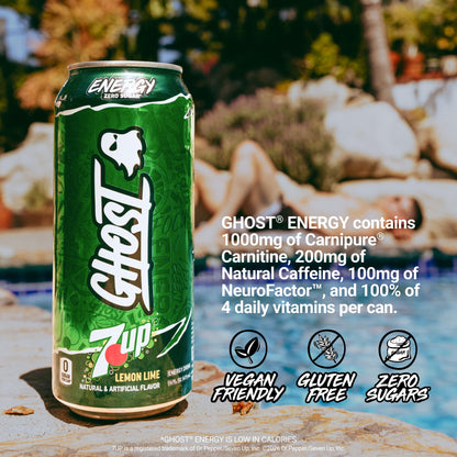 GHOST Energy Drink - 12-Pack, Swedish Fish, 16oz Cans - Energy & Focus & No Artificial Colors - 200mg of Natural Caffeine, L-Carnitine & Taurine - Gluten-Free & Vegan