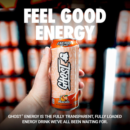 GHOST Energy Drink - 12-Pack, Swedish Fish, 16oz Cans - Energy & Focus & No Artificial Colors - 200mg of Natural Caffeine, L-Carnitine & Taurine - Gluten-Free & Vegan