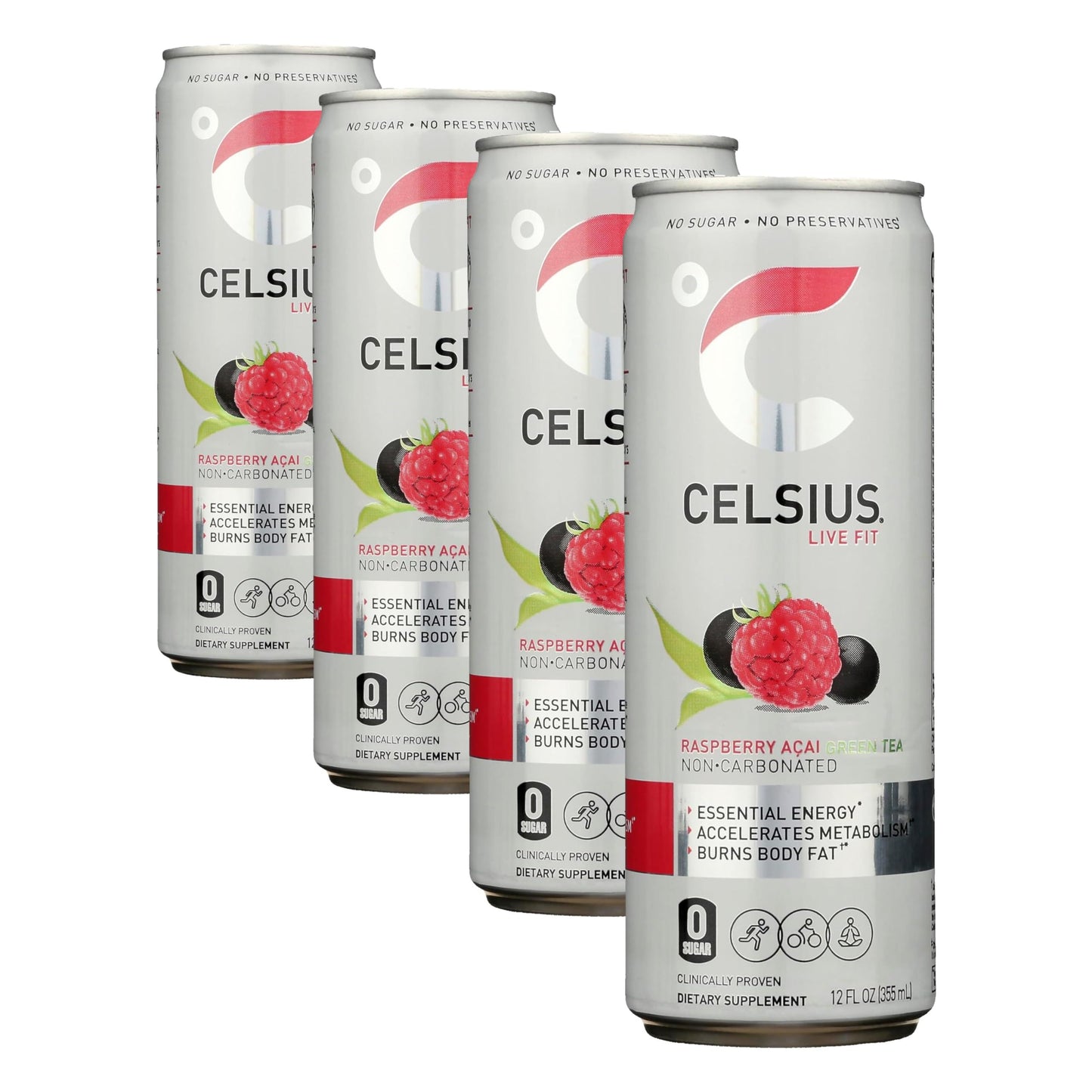 CELSIUS ARCTIC VIBE Sparkling Frozen Berry, Sugar Free Energy Drink, 12 Fl Oz (Pack of 12)