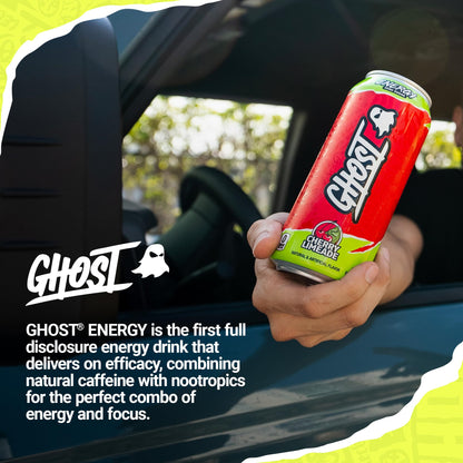 GHOST Energy Drink - 12-Pack, Swedish Fish, 16oz Cans - Energy & Focus & No Artificial Colors - 200mg of Natural Caffeine, L-Carnitine & Taurine - Gluten-Free & Vegan
