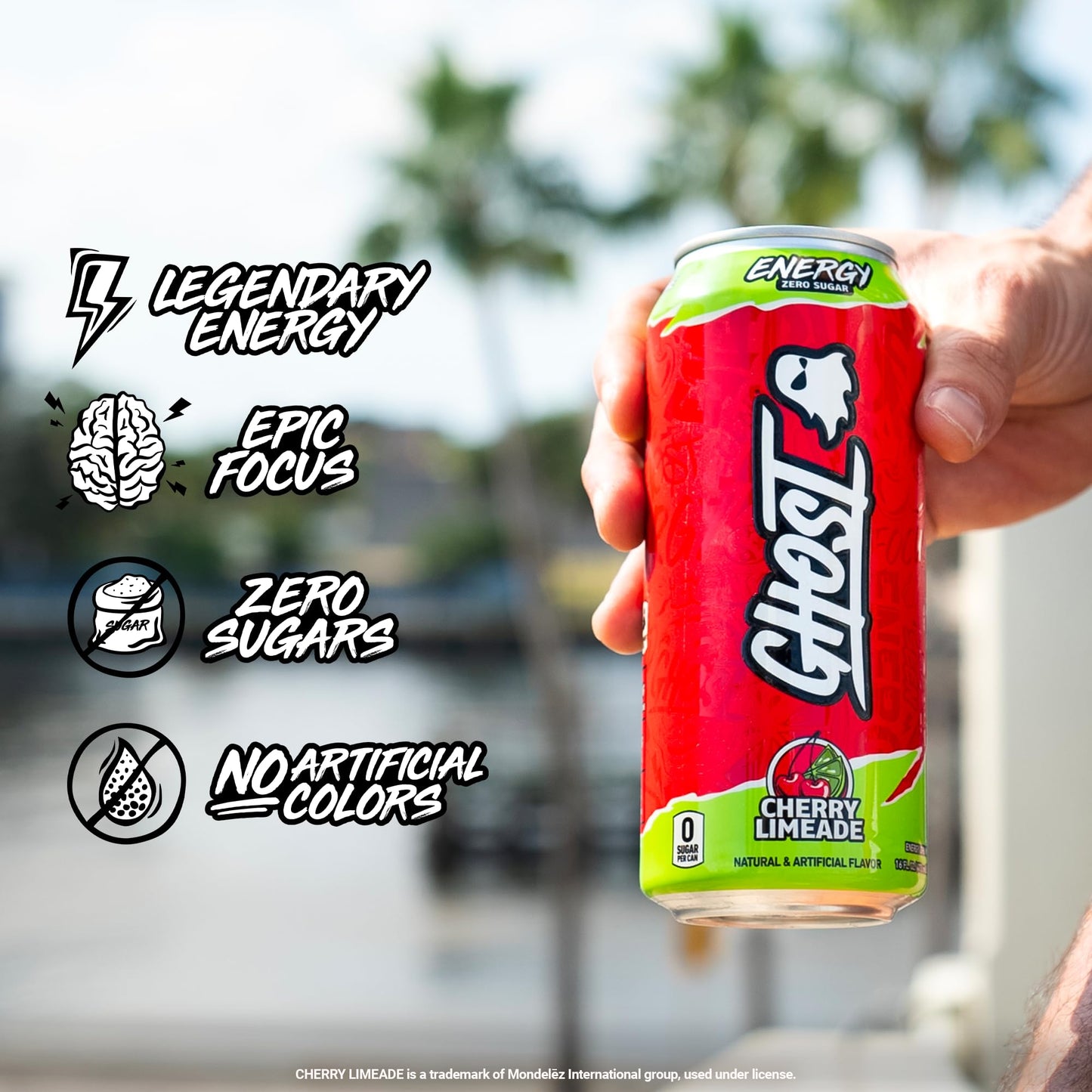 GHOST Energy Drink - 12-Pack, Swedish Fish, 16oz Cans - Energy & Focus & No Artificial Colors - 200mg of Natural Caffeine, L-Carnitine & Taurine - Gluten-Free & Vegan