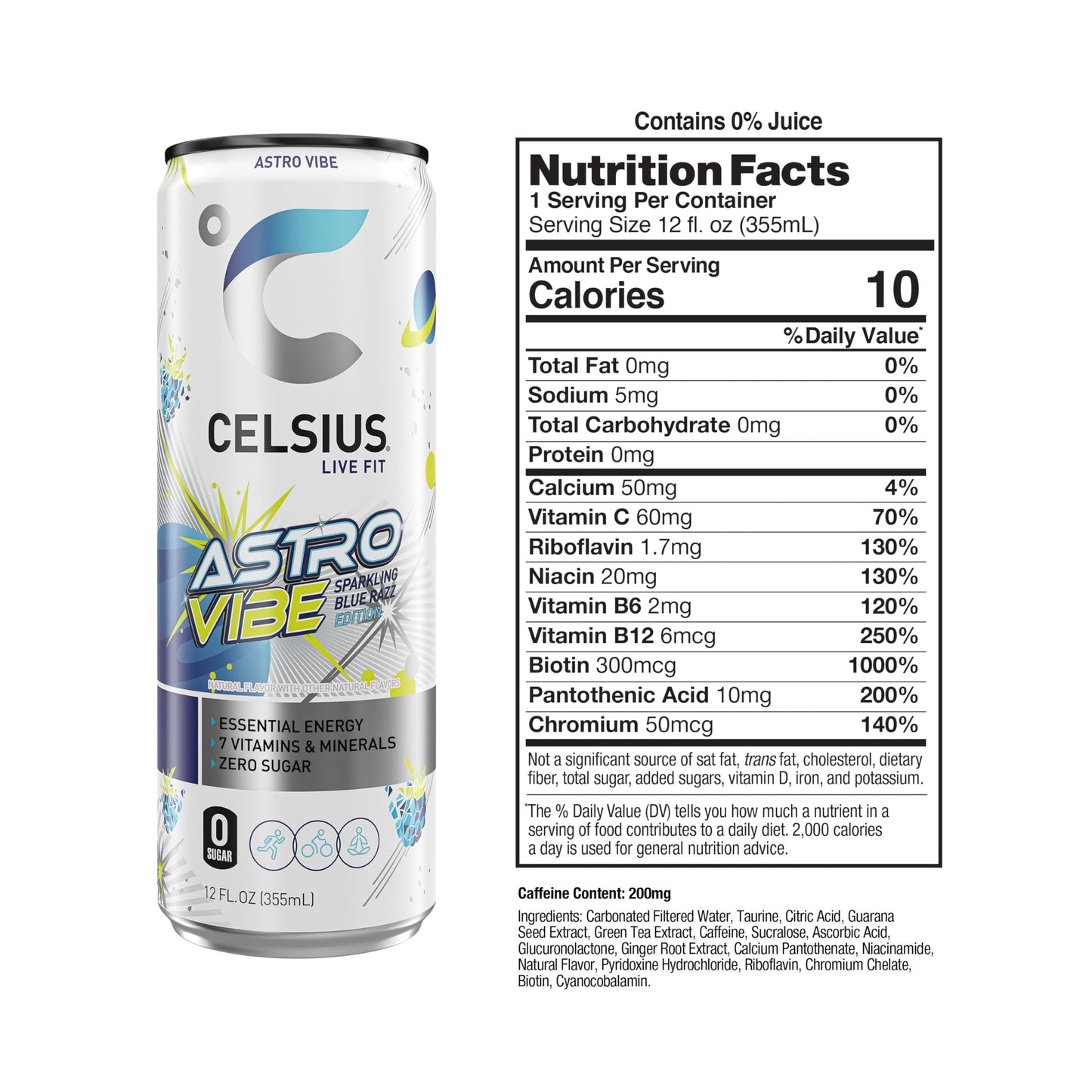 CELSIUS ARCTIC VIBE Sparkling Frozen Berry, Sugar Free Energy Drink, 12 Fl Oz (Pack of 12)