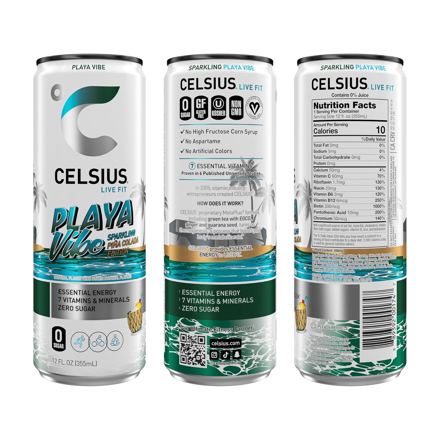 CELSIUS ARCTIC VIBE Sparkling Frozen Berry, Sugar Free Energy Drink, 12 Fl Oz (Pack of 12)