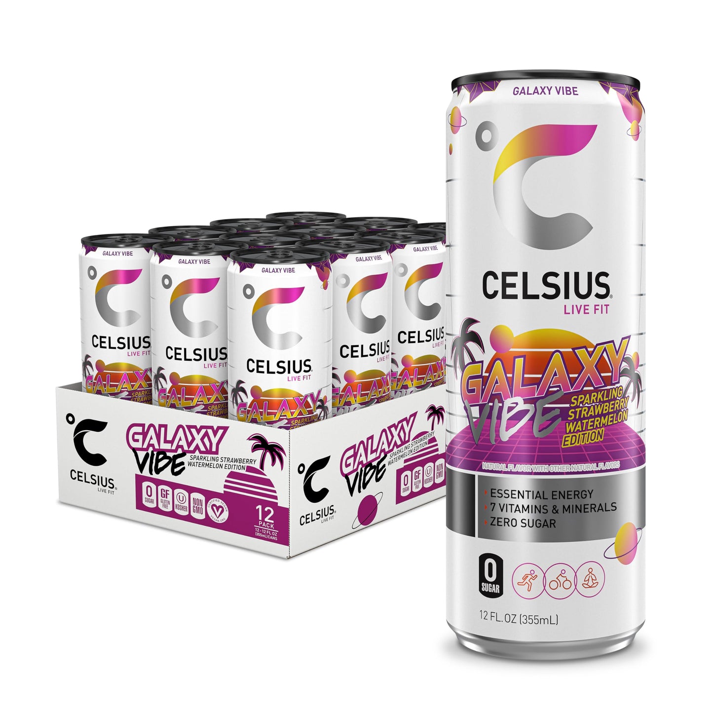 CELSIUS ARCTIC VIBE Sparkling Frozen Berry, Sugar Free Energy Drink, 12 Fl Oz (Pack of 12)