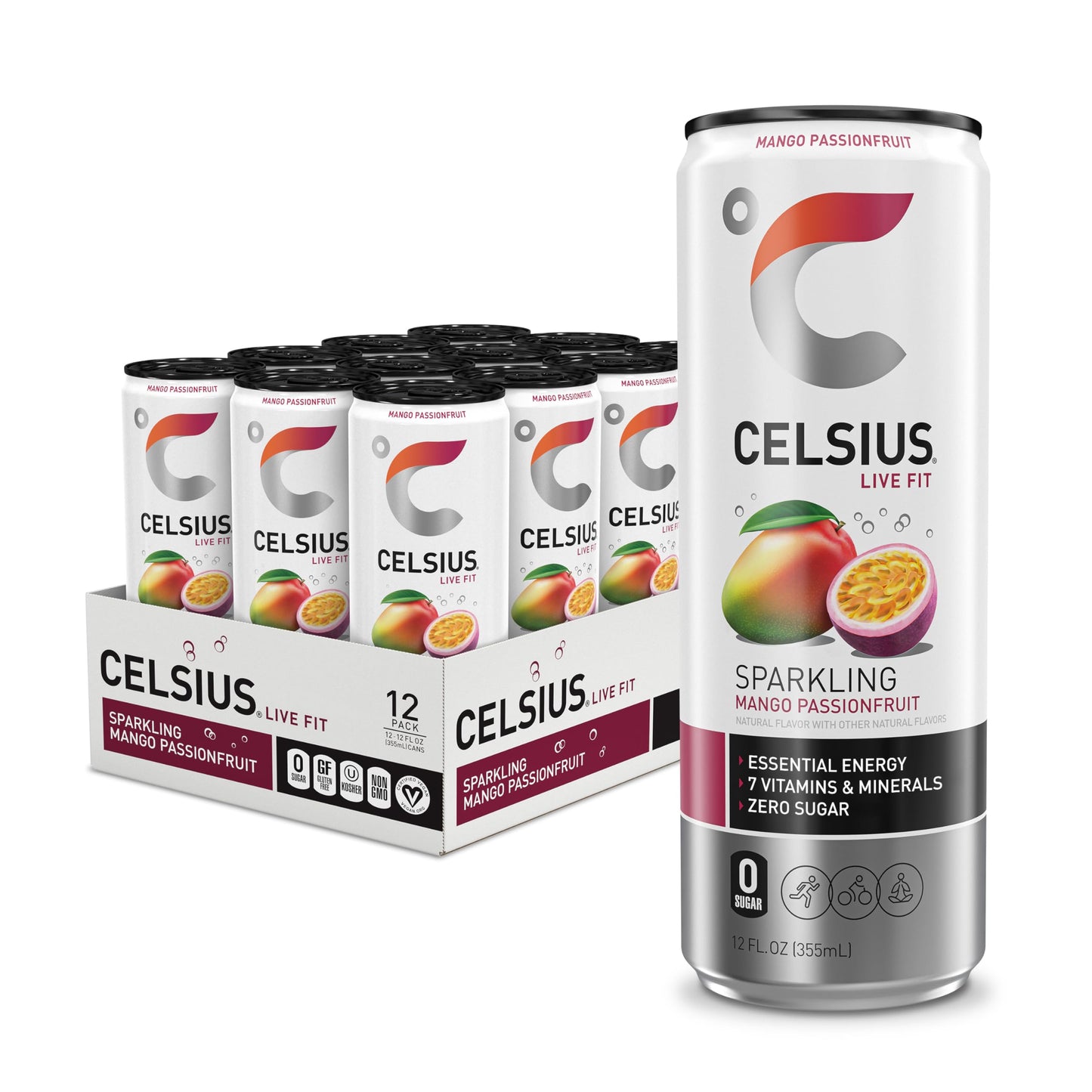 CELSIUS ARCTIC VIBE Sparkling Frozen Berry, Sugar Free Energy Drink, 12 Fl Oz (Pack of 12)