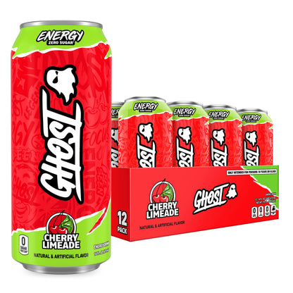 GHOST Energy Drink - 12-Pack, Swedish Fish, 16oz Cans - Energy & Focus & No Artificial Colors - 200mg of Natural Caffeine, L-Carnitine & Taurine - Gluten-Free & Vegan