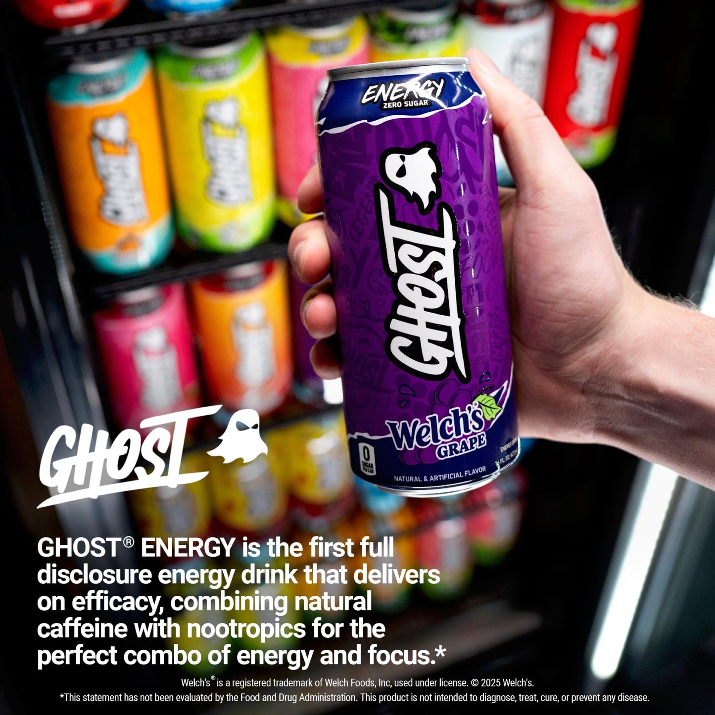 GHOST Energy Drink - 12-Pack, Swedish Fish, 16oz Cans - Energy & Focus & No Artificial Colors - 200mg of Natural Caffeine, L-Carnitine & Taurine - Gluten-Free & Vegan