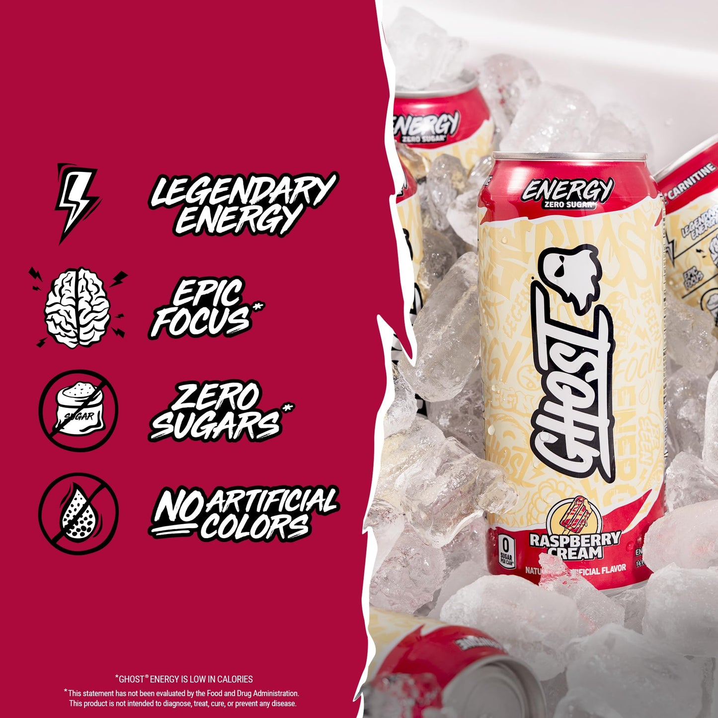 GHOST Energy Drink - 12-Pack, Swedish Fish, 16oz Cans - Energy & Focus & No Artificial Colors - 200mg of Natural Caffeine, L-Carnitine & Taurine - Gluten-Free & Vegan