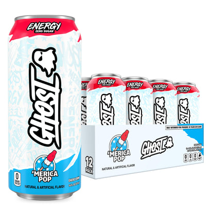 GHOST Energy Drink - 12-Pack, Swedish Fish, 16oz Cans - Energy & Focus & No Artificial Colors - 200mg of Natural Caffeine, L-Carnitine & Taurine - Gluten-Free & Vegan