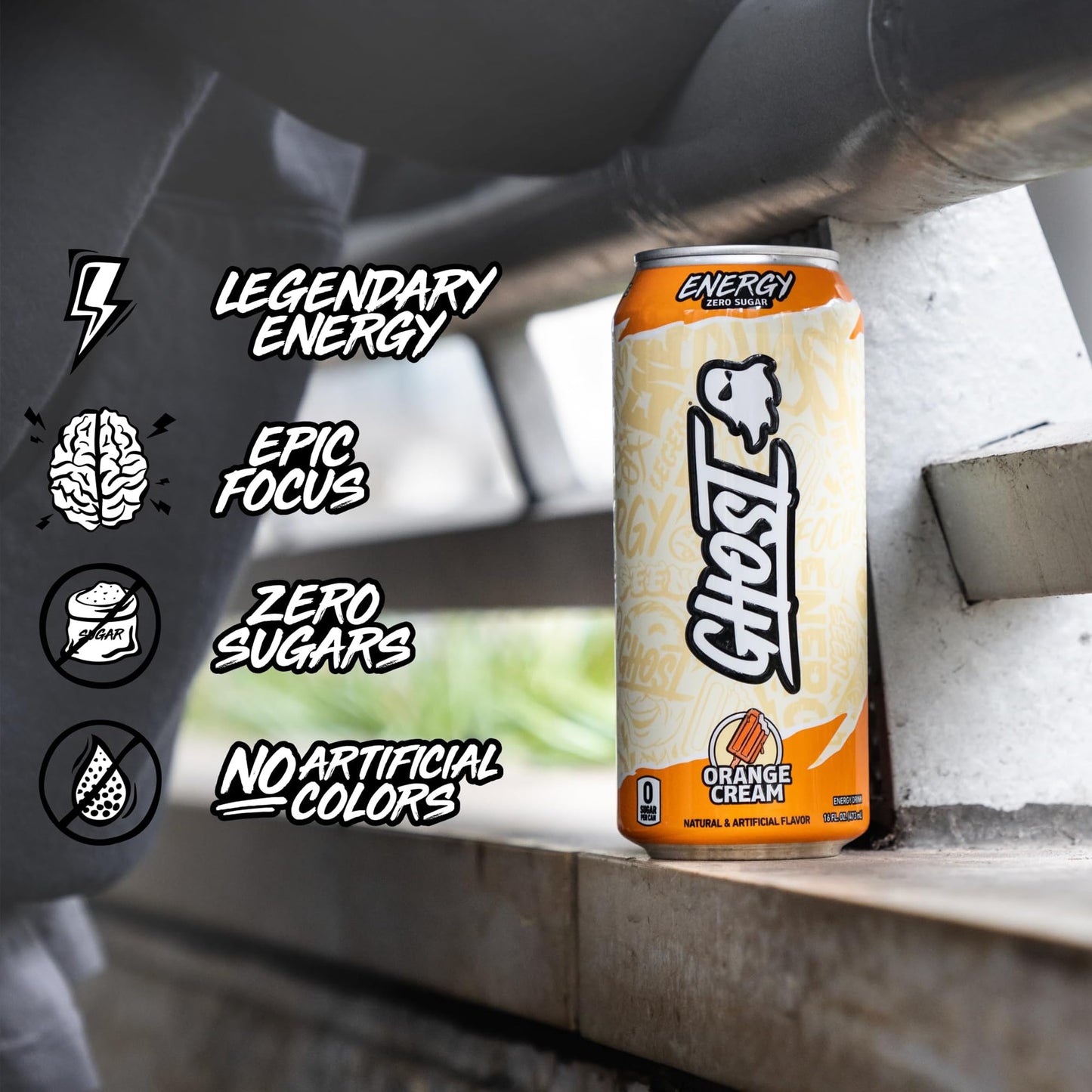GHOST Energy Drink - 12-Pack, Swedish Fish, 16oz Cans - Energy & Focus & No Artificial Colors - 200mg of Natural Caffeine, L-Carnitine & Taurine - Gluten-Free & Vegan