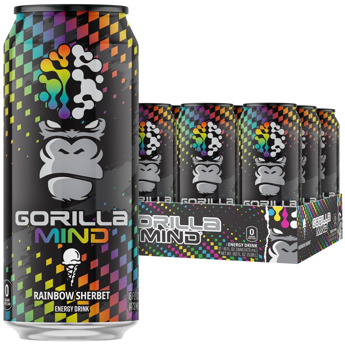 Gorilla Mind Energy Drink | Unmatched Energy · Amplified Focus | N-Acetyl-L-Tyrosine, Alpha-GPC, 200mg Caffeine, Uridine, Saffron | 0 Sugar Or Artificial Colors | 16oz | 12-Pack (Variety Pack #2)