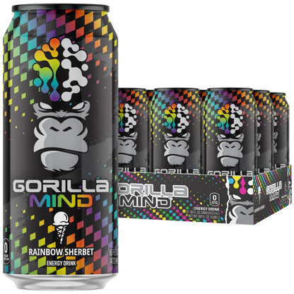 Gorilla Mind Energy Drink | Unmatched Energy · Amplified Focus | N-Acetyl-L-Tyrosine, Alpha-GPC, 200mg Caffeine, Uridine, Saffron | 0 Sugar Or Artificial Colors | 16oz | 12-Pack (Variety Pack #2)