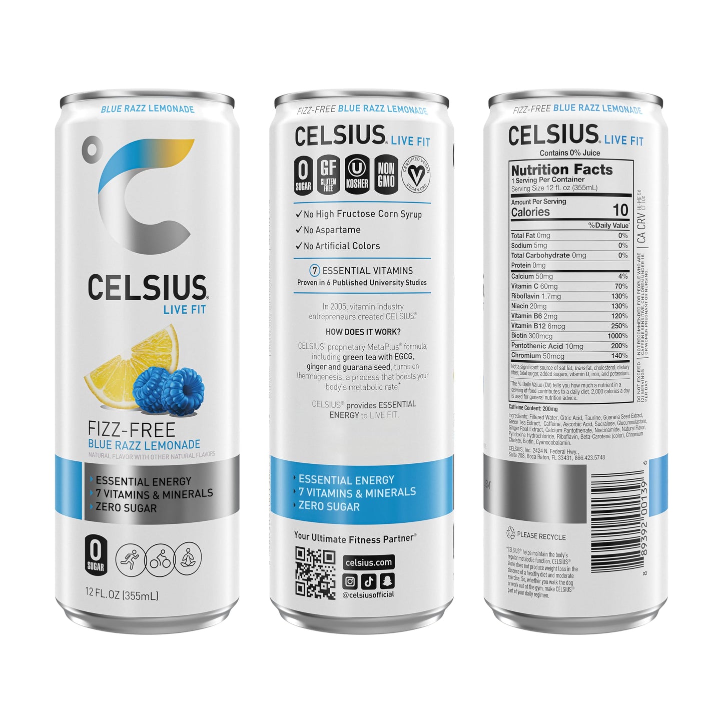 CELSIUS ARCTIC VIBE Sparkling Frozen Berry, Sugar Free Energy Drink, 12 Fl Oz (Pack of 12)