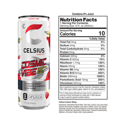 CELSIUS ARCTIC VIBE Sparkling Frozen Berry, Sugar Free Energy Drink, 12 Fl Oz (Pack of 12)