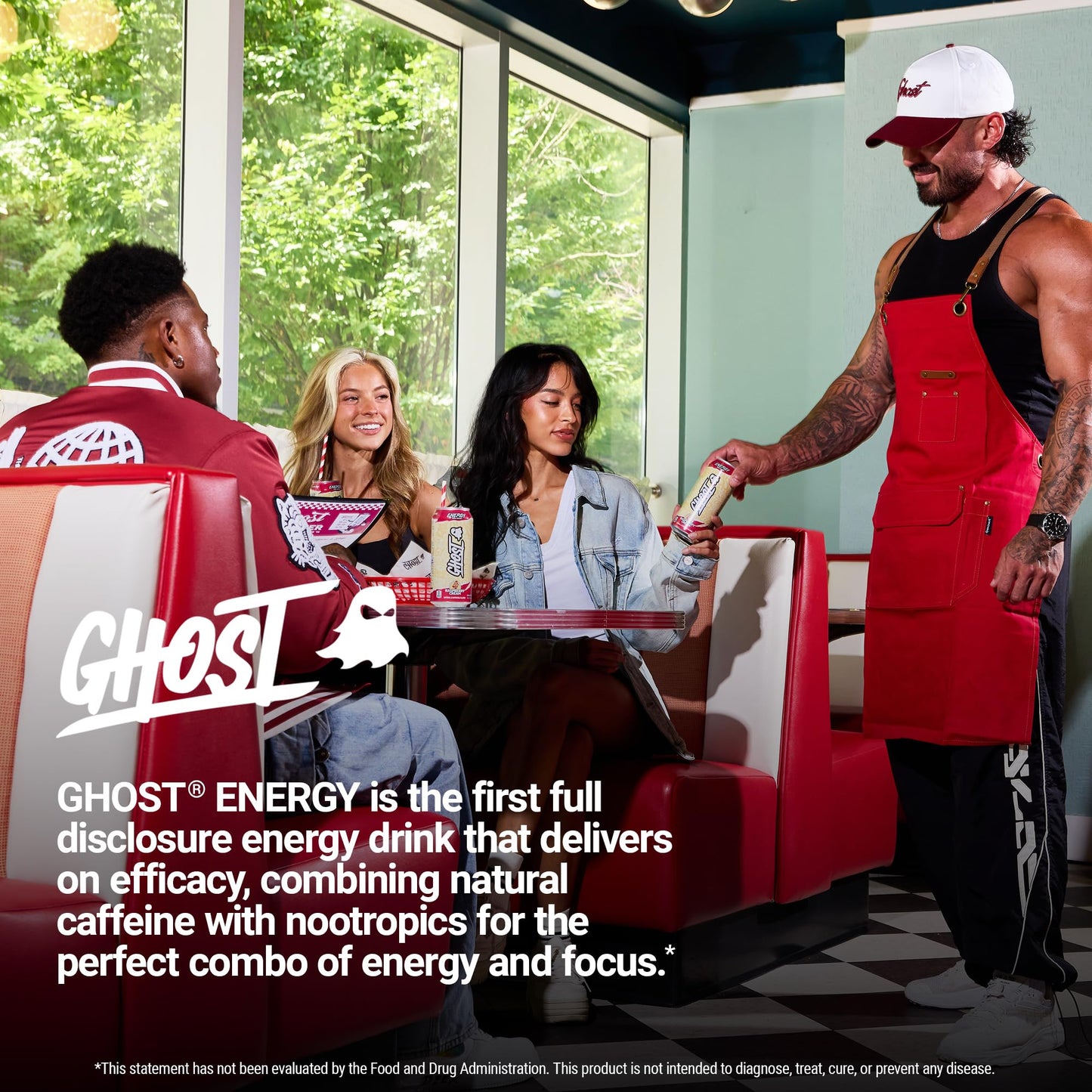 GHOST Energy Drink - 12-Pack, Swedish Fish, 16oz Cans - Energy & Focus & No Artificial Colors - 200mg of Natural Caffeine, L-Carnitine & Taurine - Gluten-Free & Vegan