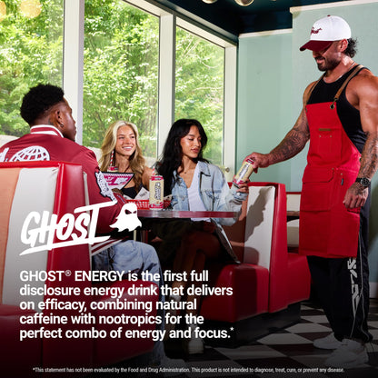 GHOST Energy Drink - 12-Pack, Swedish Fish, 16oz Cans - Energy & Focus & No Artificial Colors - 200mg of Natural Caffeine, L-Carnitine & Taurine - Gluten-Free & Vegan