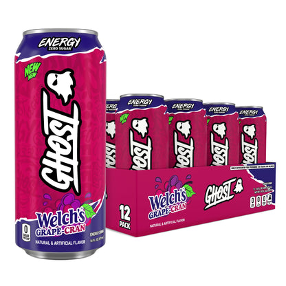 GHOST Energy Drink - 12-Pack, Swedish Fish, 16oz Cans - Energy & Focus & No Artificial Colors - 200mg of Natural Caffeine, L-Carnitine & Taurine - Gluten-Free & Vegan