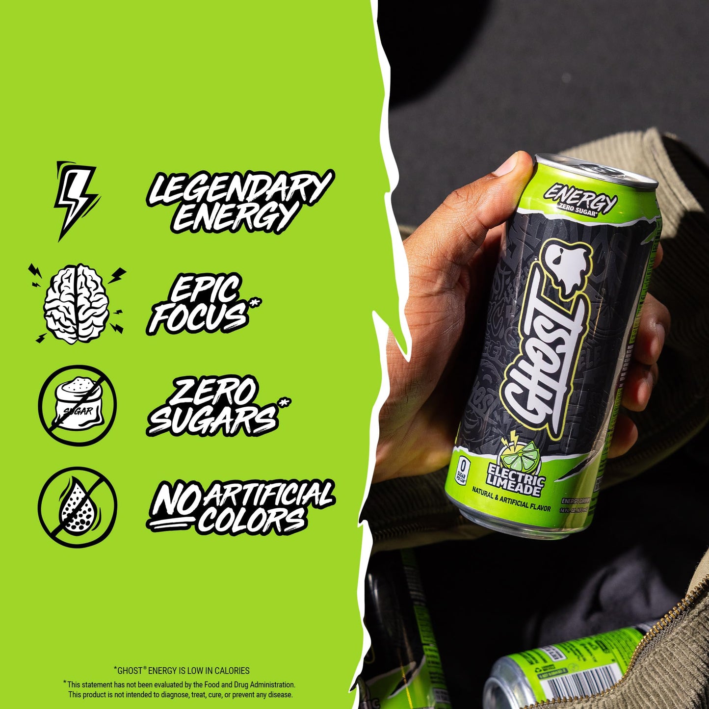 GHOST Energy Drink - 12-Pack, Swedish Fish, 16oz Cans - Energy & Focus & No Artificial Colors - 200mg of Natural Caffeine, L-Carnitine & Taurine - Gluten-Free & Vegan