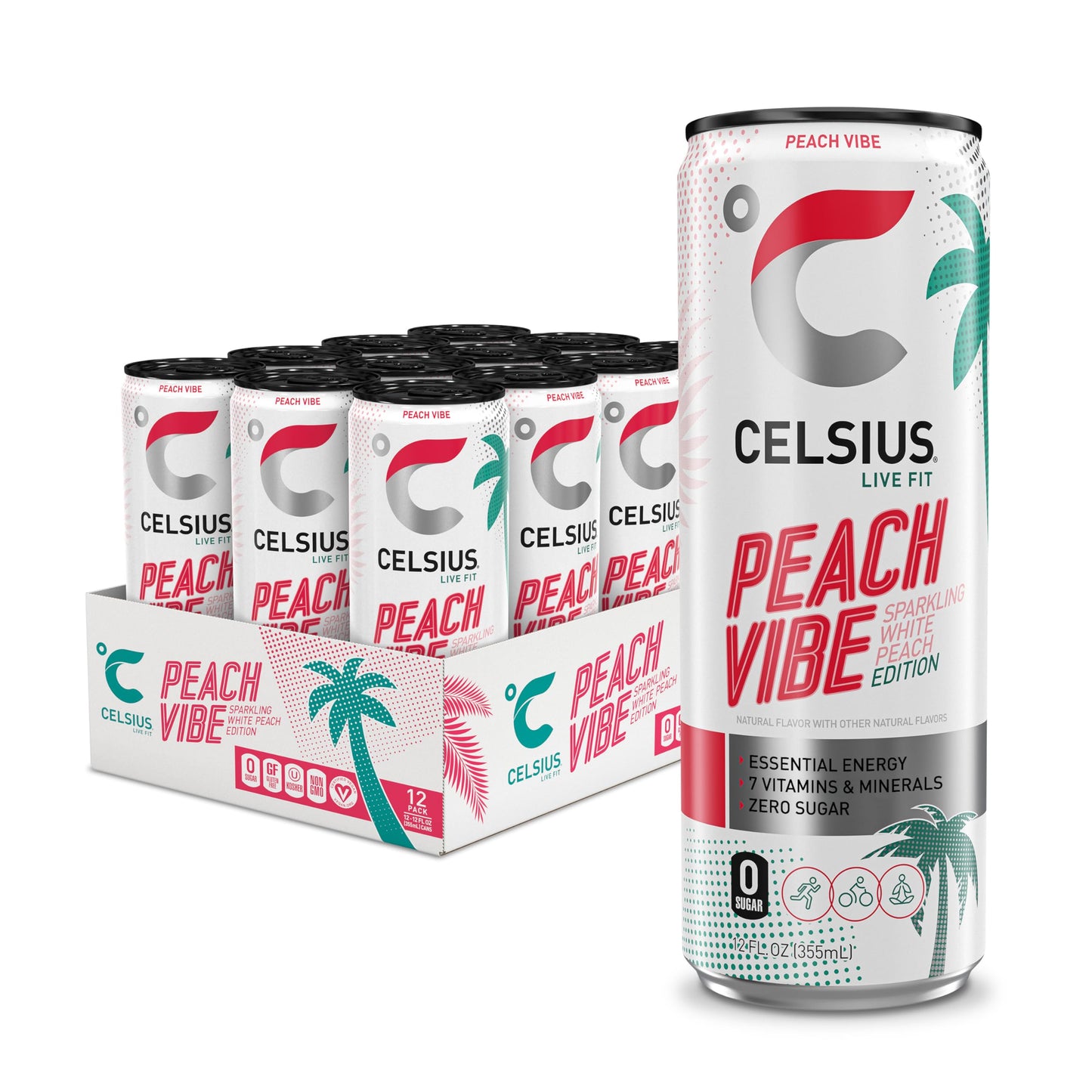 CELSIUS ARCTIC VIBE Sparkling Frozen Berry, Sugar Free Energy Drink, 12 Fl Oz (Pack of 12)