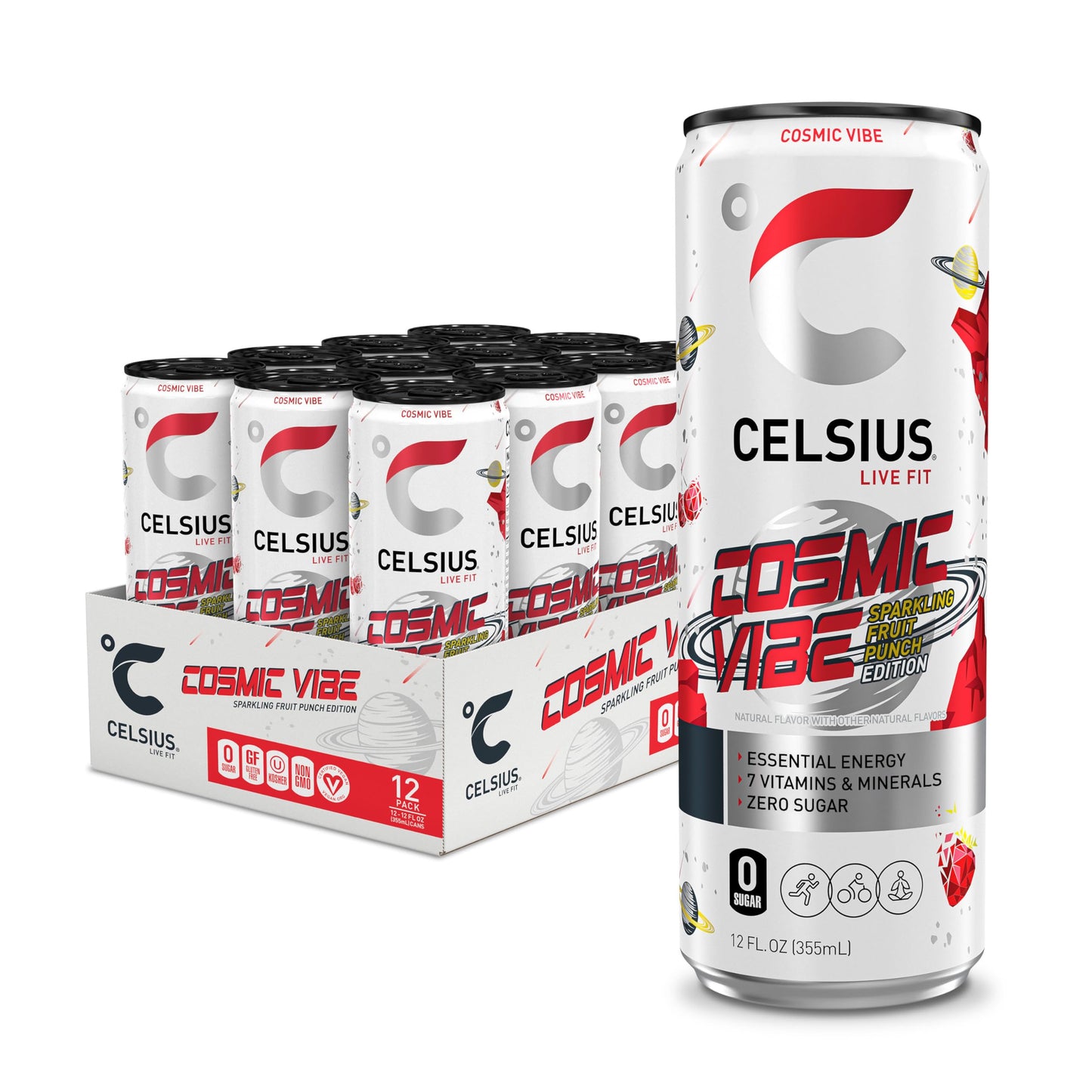 CELSIUS ARCTIC VIBE Sparkling Frozen Berry, Sugar Free Energy Drink, 12 Fl Oz (Pack of 12)