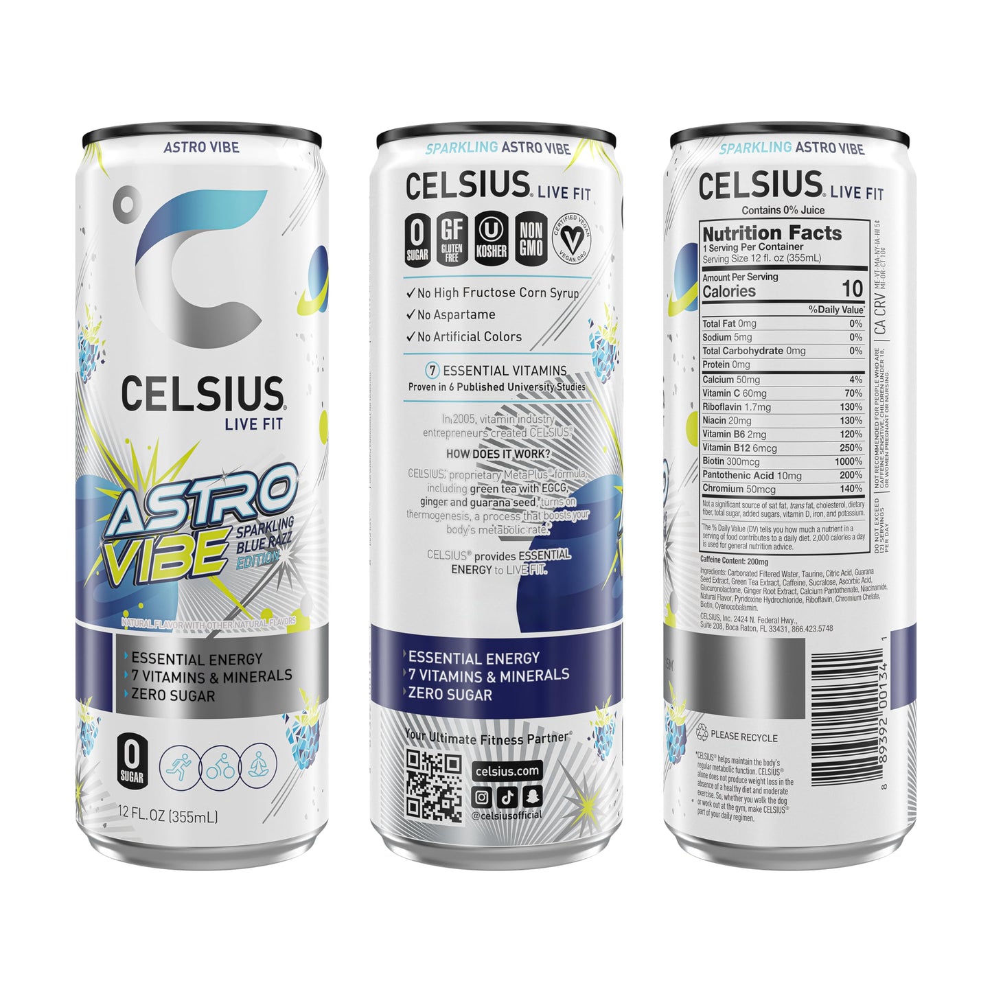 CELSIUS ARCTIC VIBE Sparkling Frozen Berry, Sugar Free Energy Drink, 12 Fl Oz (Pack of 12)