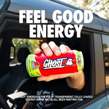 GHOST Energy Drink - 12-Pack, Swedish Fish, 16oz Cans - Energy & Focus & No Artificial Colors - 200mg of Natural Caffeine, L-Carnitine & Taurine - Gluten-Free & Vegan