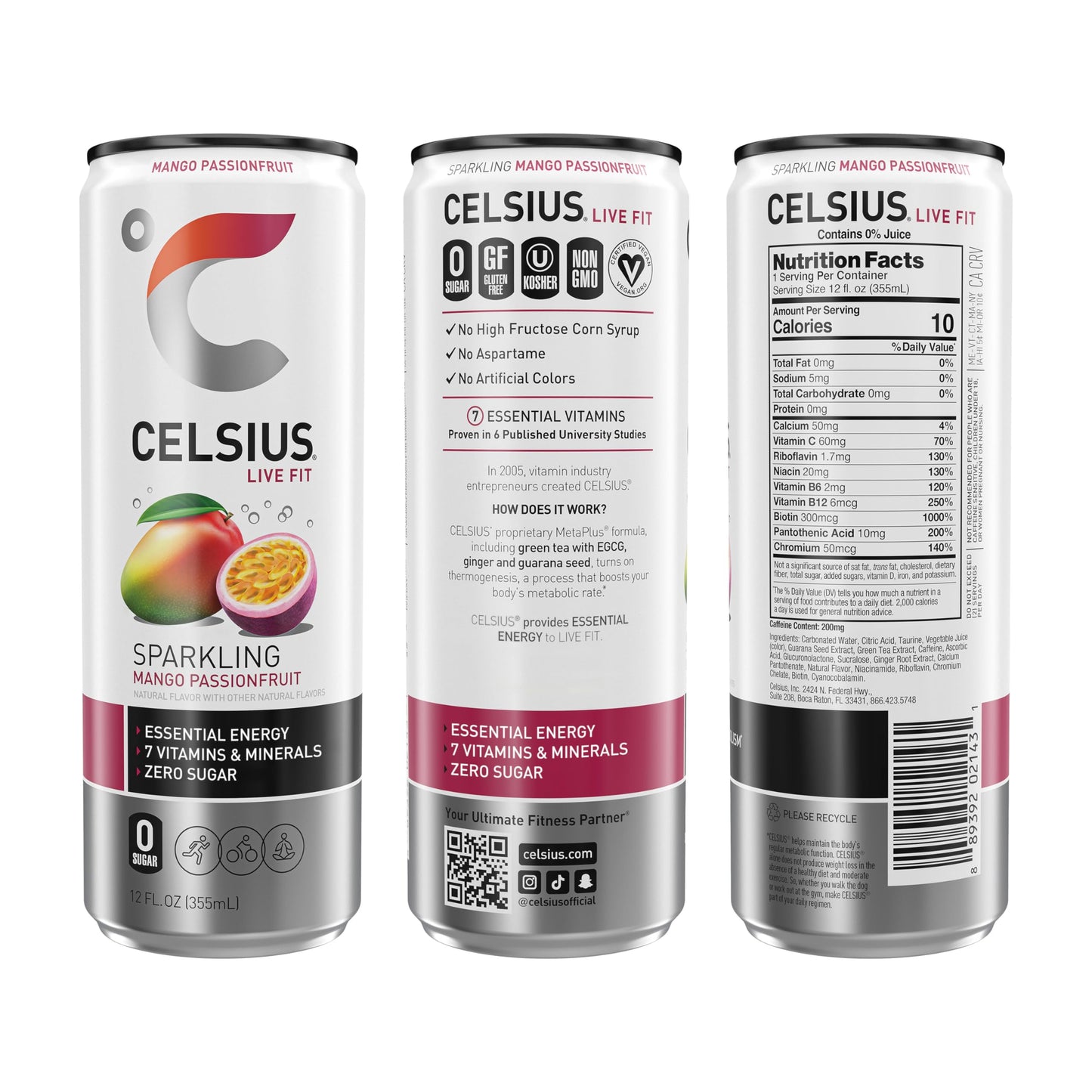 CELSIUS ARCTIC VIBE Sparkling Frozen Berry, Sugar Free Energy Drink, 12 Fl Oz (Pack of 12)