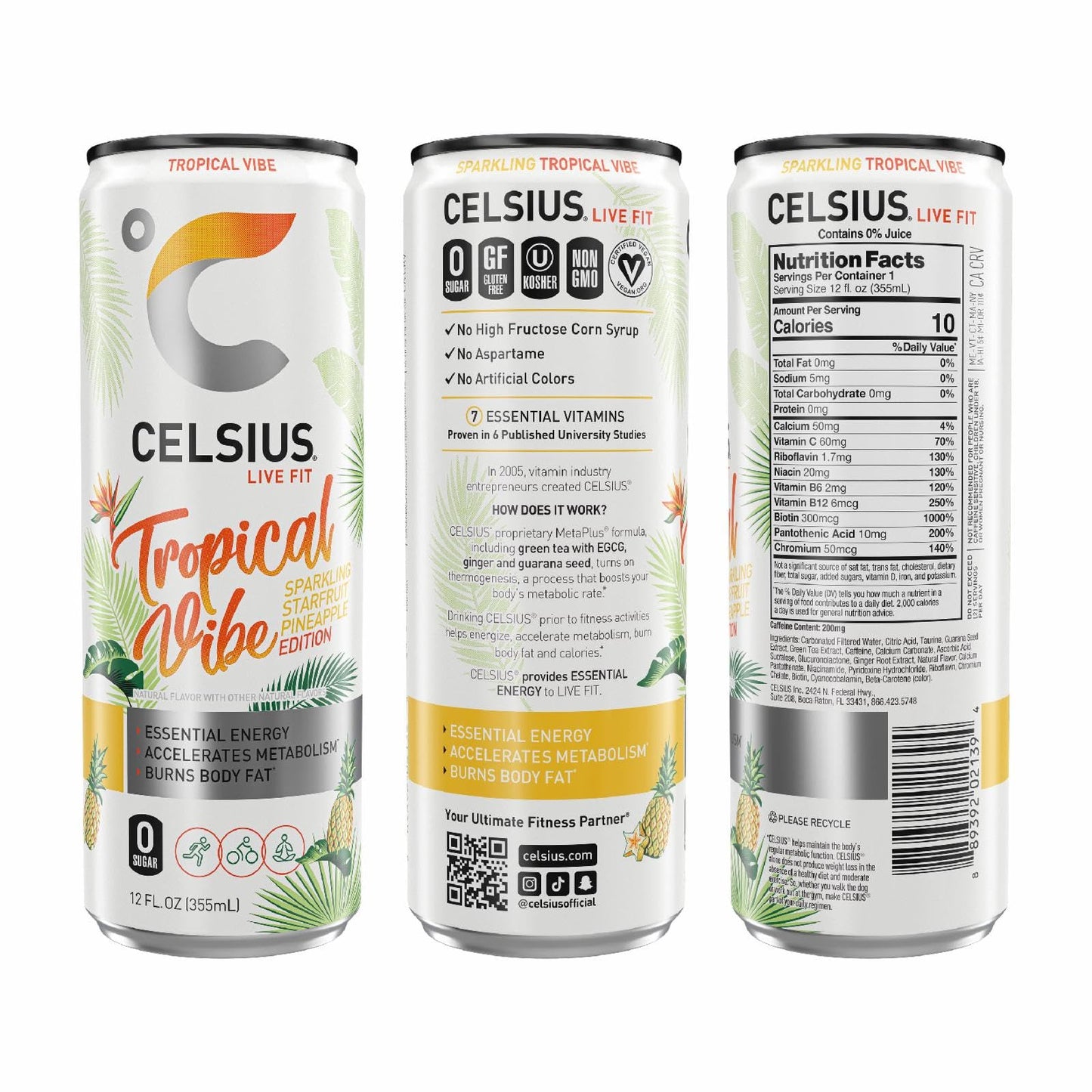 CELSIUS ARCTIC VIBE Sparkling Frozen Berry, Sugar Free Energy Drink, 12 Fl Oz (Pack of 12)