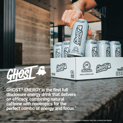 GHOST Energy Drink - 12-Pack, Swedish Fish, 16oz Cans - Energy & Focus & No Artificial Colors - 200mg of Natural Caffeine, L-Carnitine & Taurine - Gluten-Free & Vegan