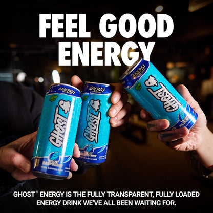 GHOST Energy Drink - 12-Pack, Swedish Fish, 16oz Cans - Energy & Focus & No Artificial Colors - 200mg of Natural Caffeine, L-Carnitine & Taurine - Gluten-Free & Vegan
